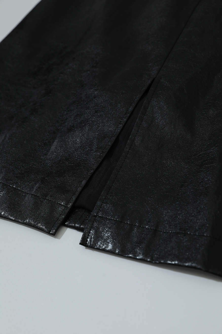 Front Slit PU Skirt|AMII-AMII.com