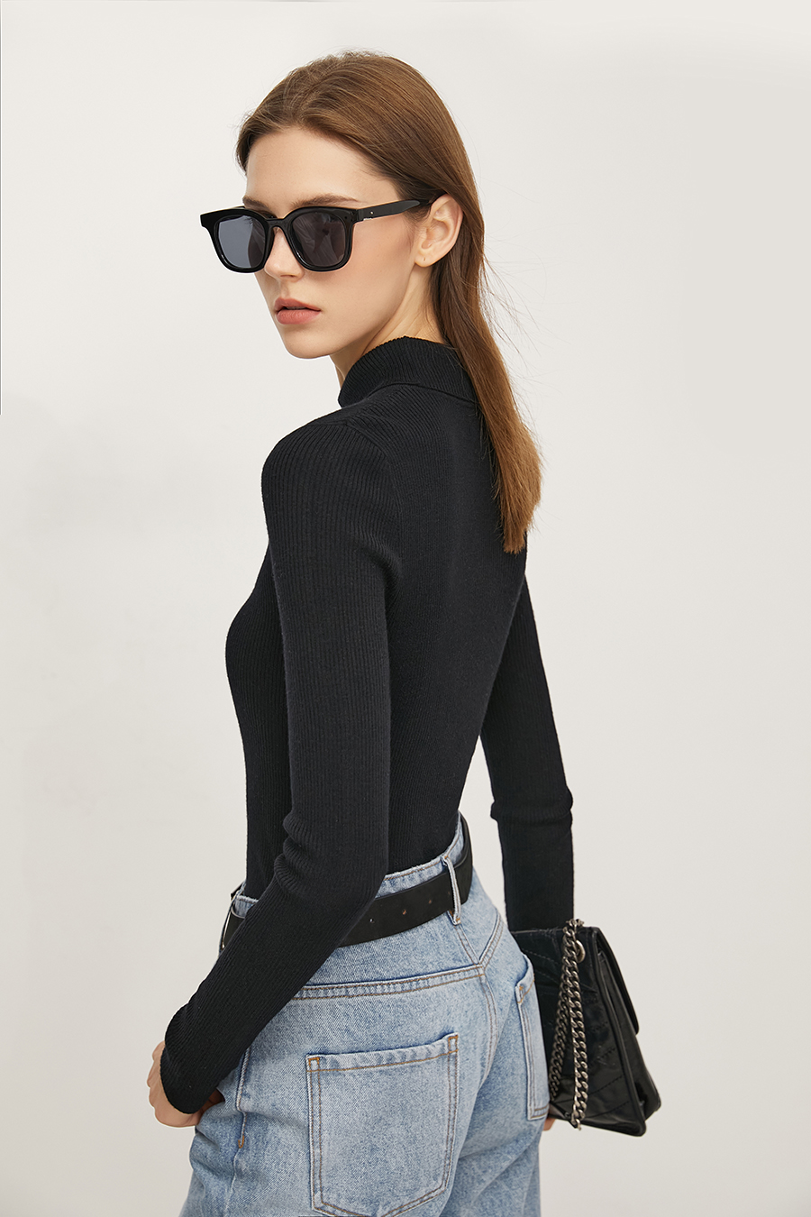 Color - block Lapel Slim Sweater|AMII-AMII.com