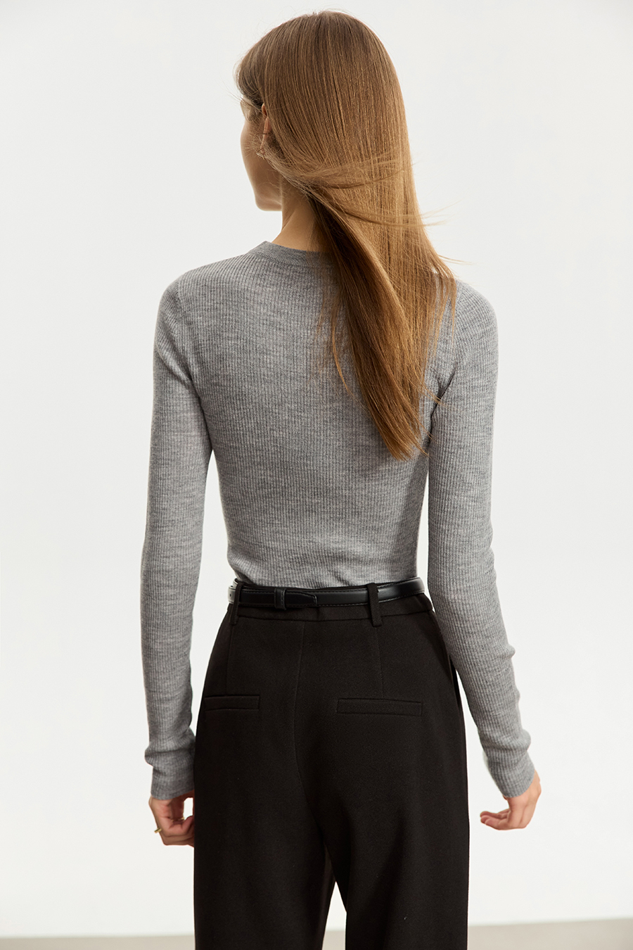 Slim Small Crew Neck Wool Sweater|AMII-AMII.com