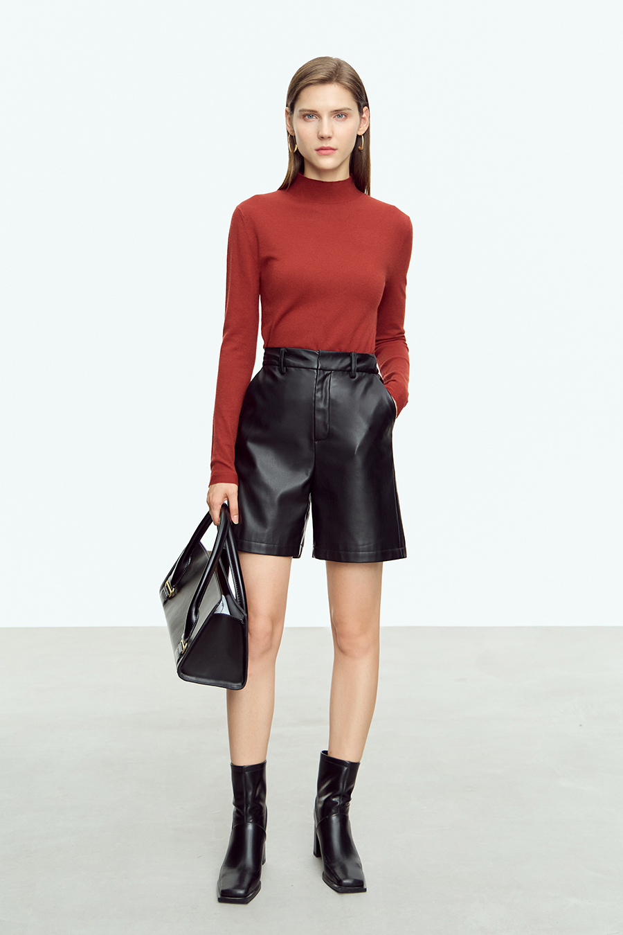 Mock Neck Slim Sweater|AMII-AMII.com