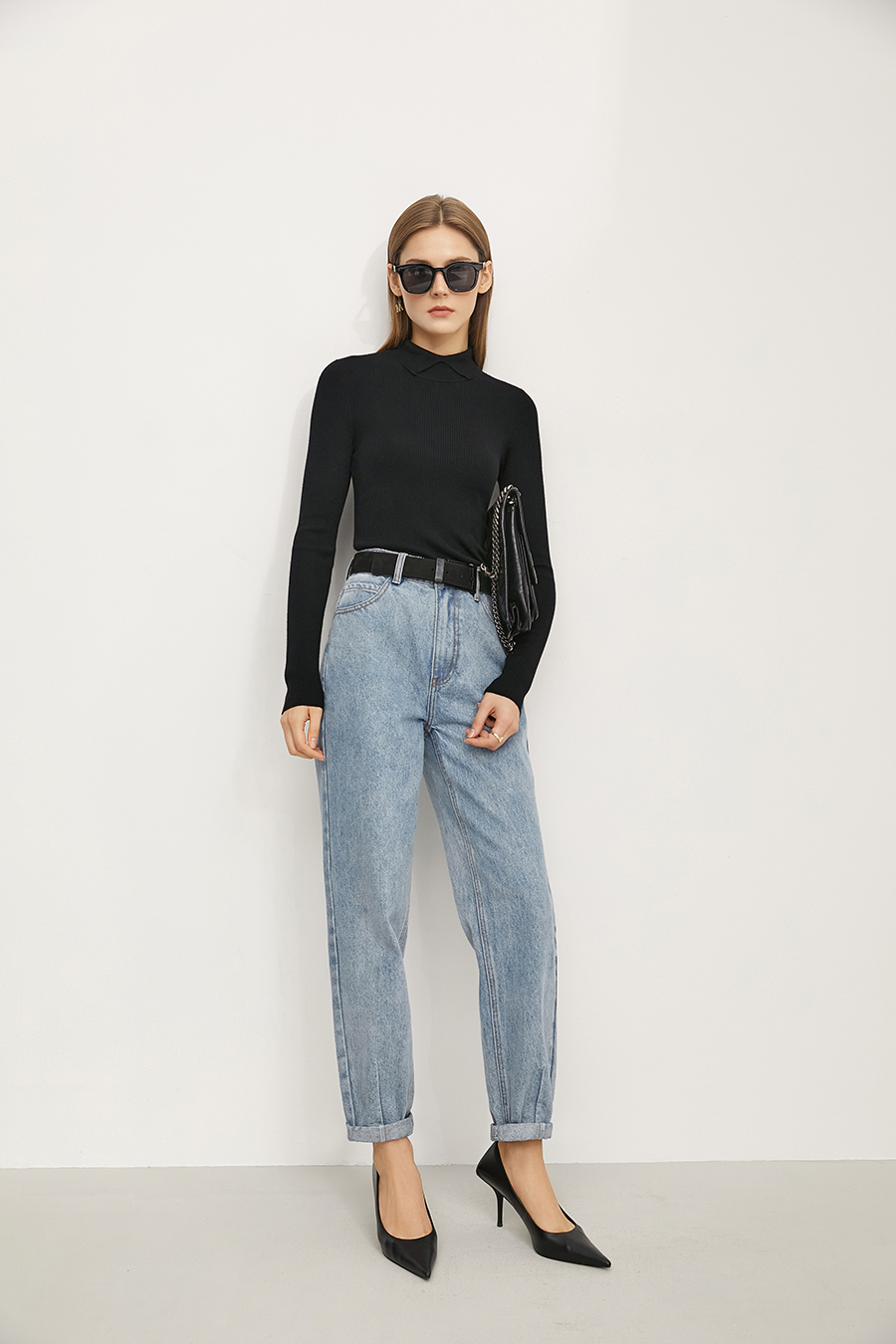 Color - block Lapel Slim Sweater|AMII-AMII.com