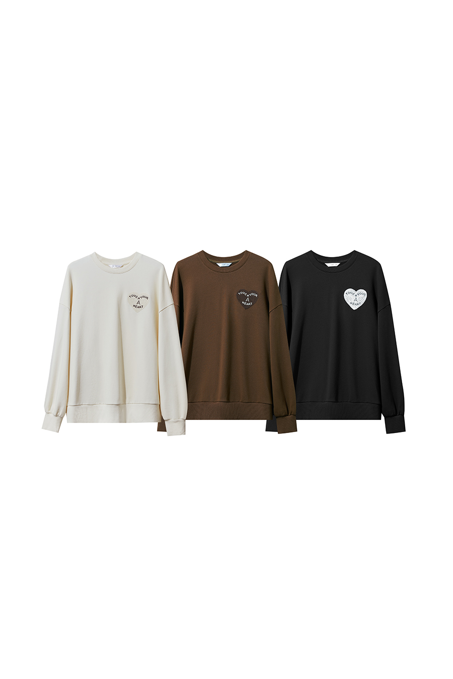 Letter & Heart Embroidered Sweatshirt