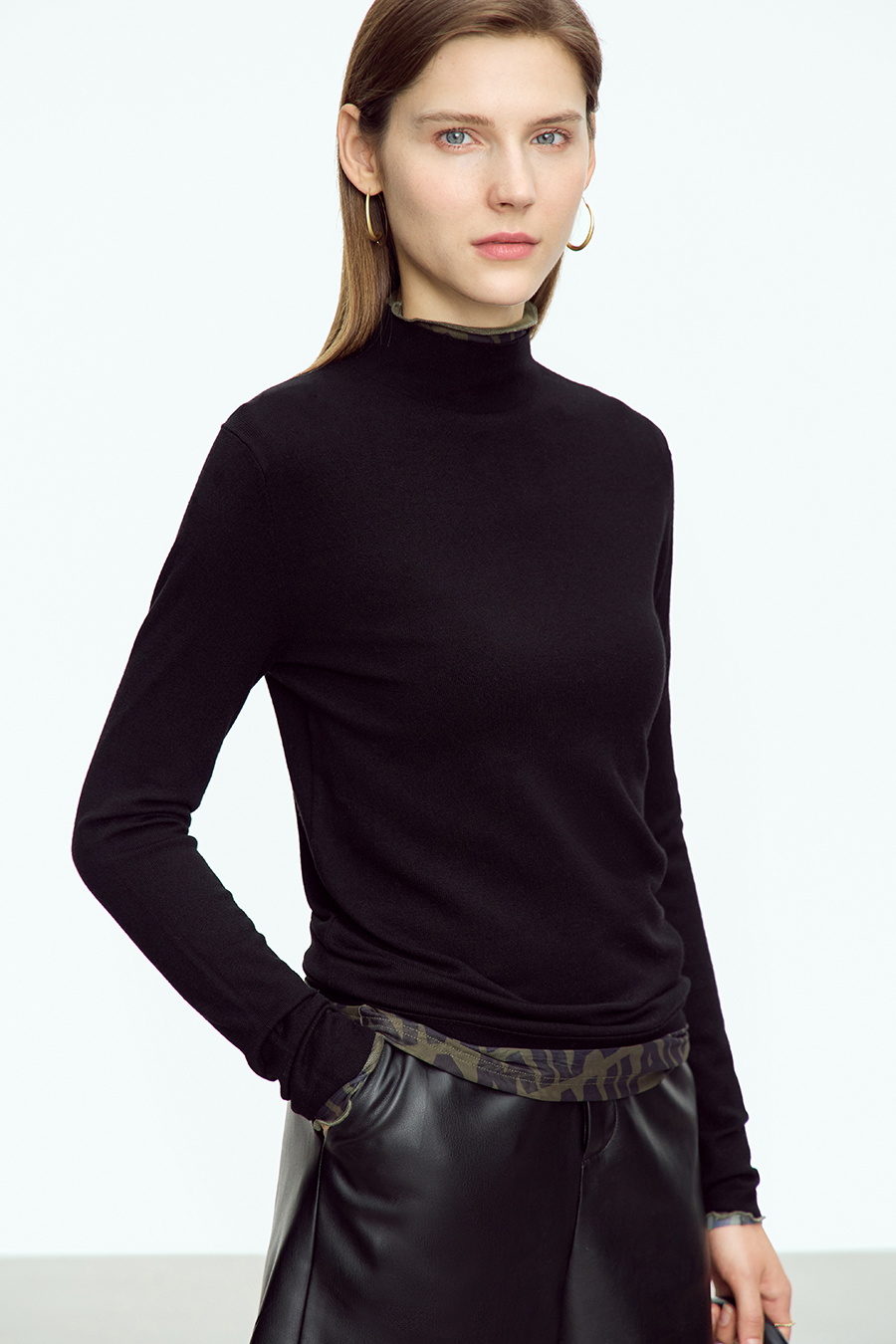 Mock Neck Slim Sweater|AMII-AMII.com