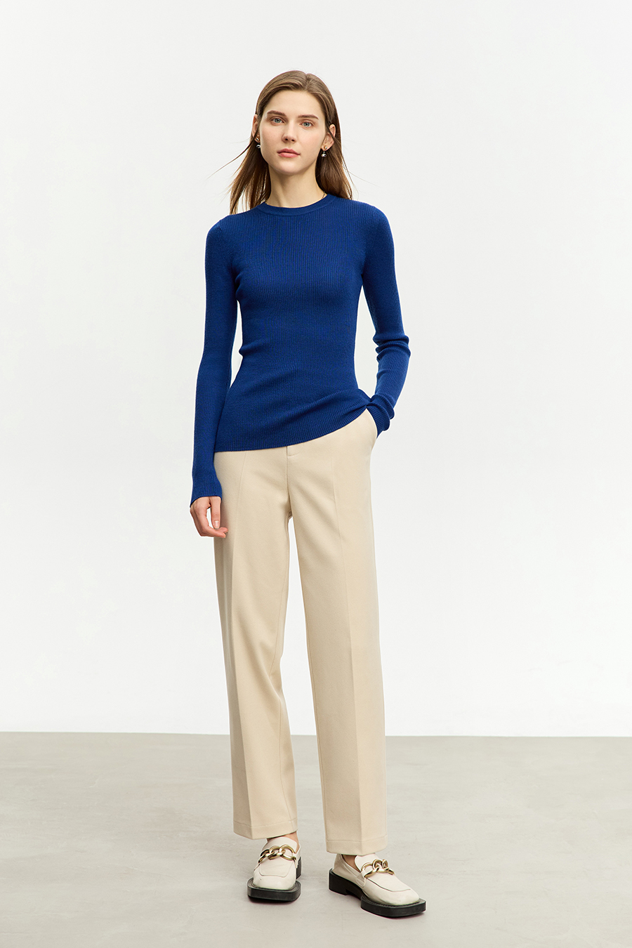 Slim Small Crew Neck Wool Sweater|AMII-AMII.com