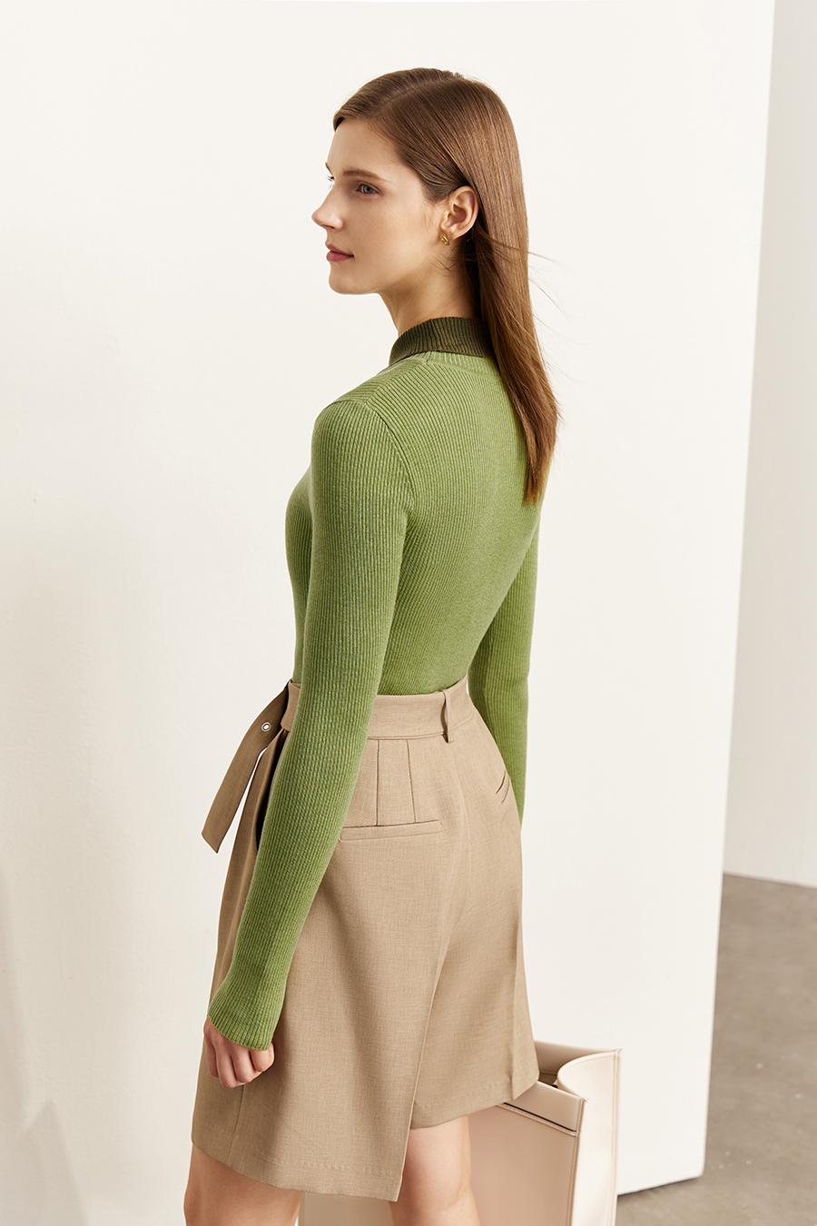 Color - block Lapel Slim Sweater|AMII-AMII.com