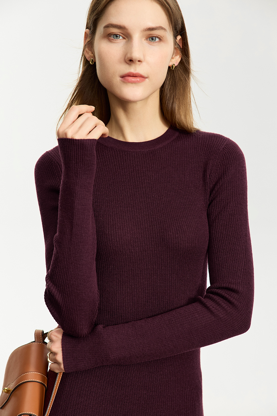 Slim Small Crew Neck Wool Sweater|AMII-AMII.com