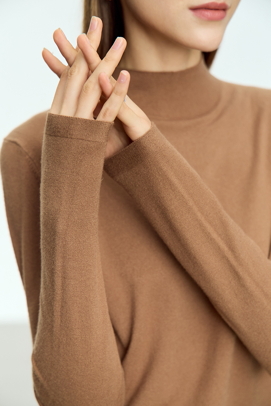 Mock Neck Slim Sweater|AMII-AMII.com