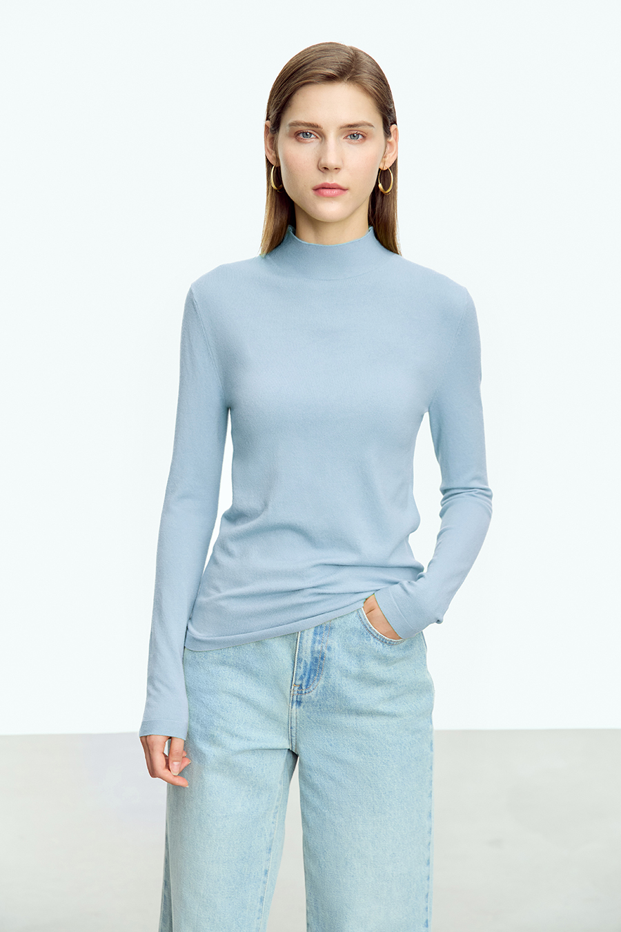 Mock Neck Slim Sweater|AMII-AMII.com