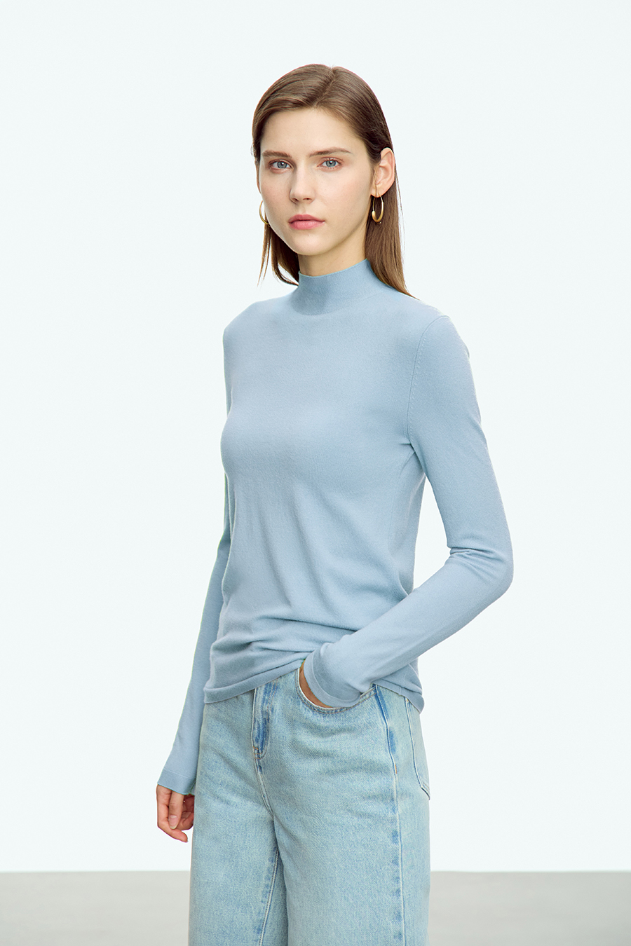 Mock Neck Slim Sweater|AMII-AMII.com