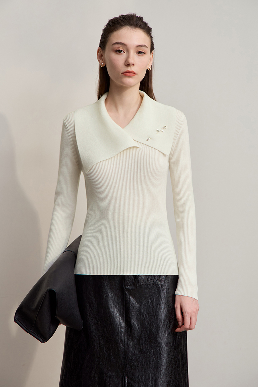 Rose Brooch Lapel Sweater