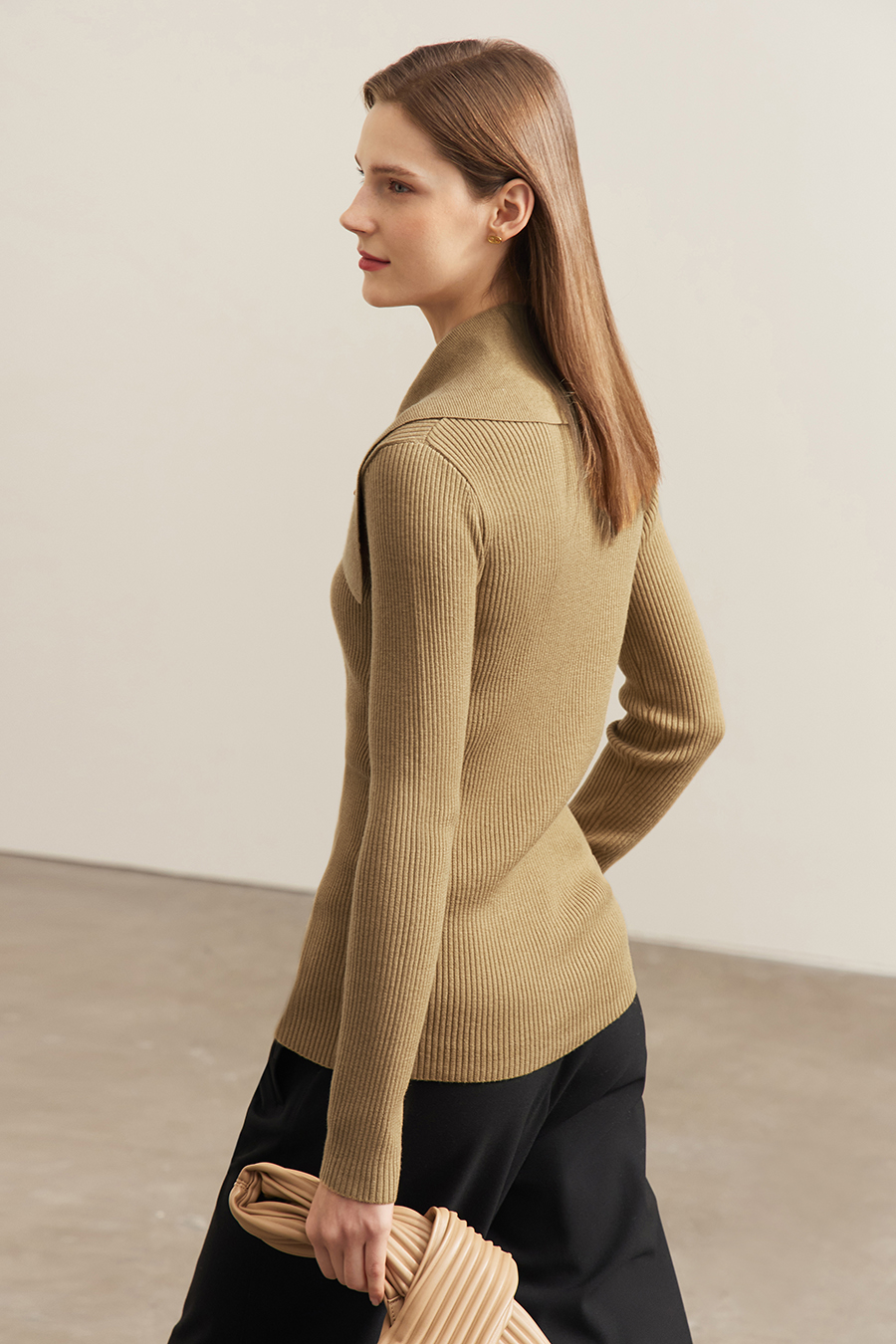 Rose Brooch Lapel Sweater