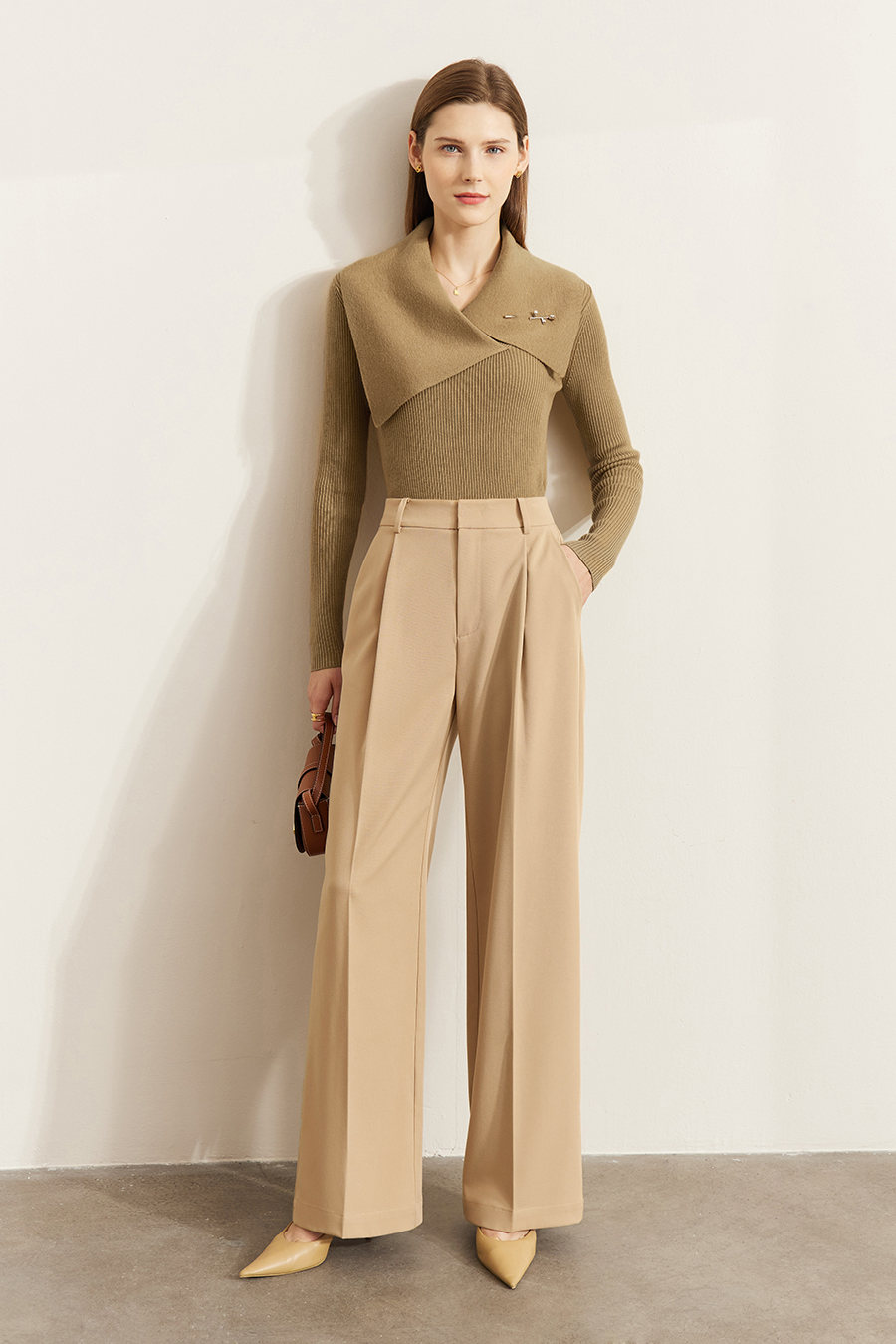 Rose Brooch Lapel Sweater