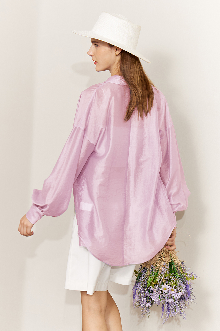 Lapel Drop Shoulder Lantern Sleeve Shirt|AMII-AMII.com