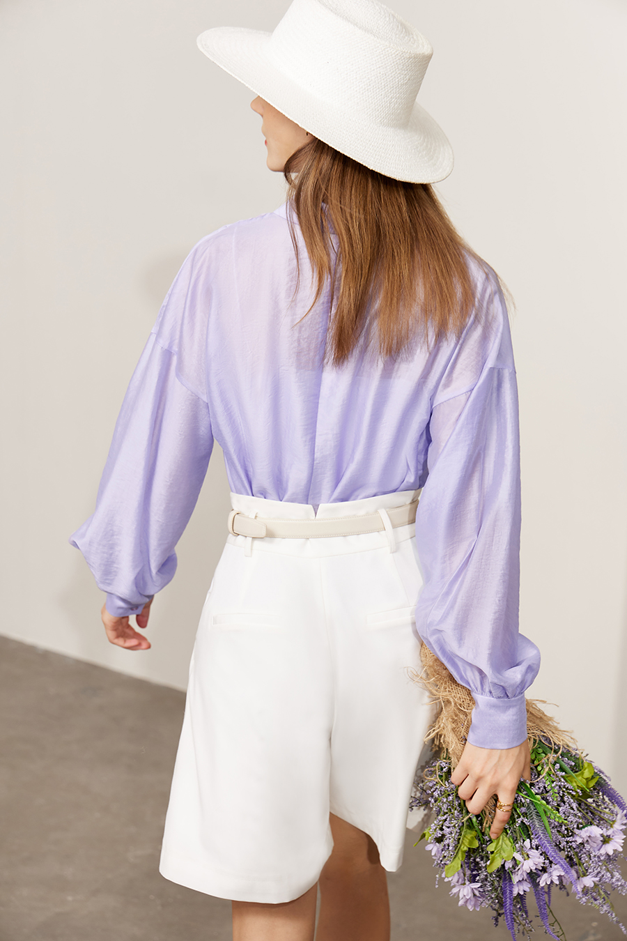 Lapel Drop Shoulder Lantern Sleeve Shirt|AMII-AMII.com