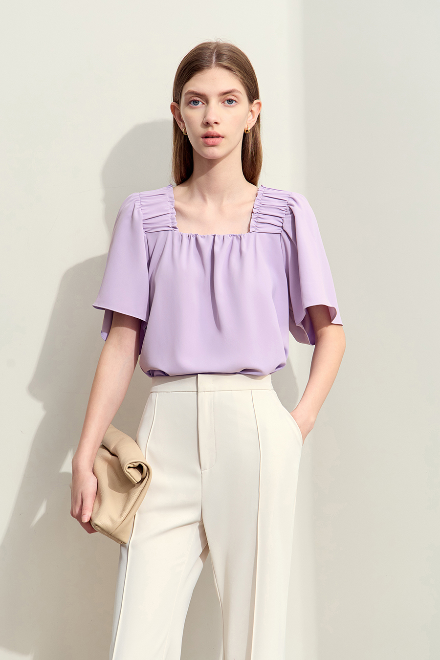Loose Square Neck Chiffon Blouse