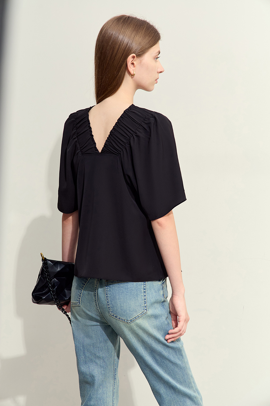 Loose Square Neck Chiffon Blouse