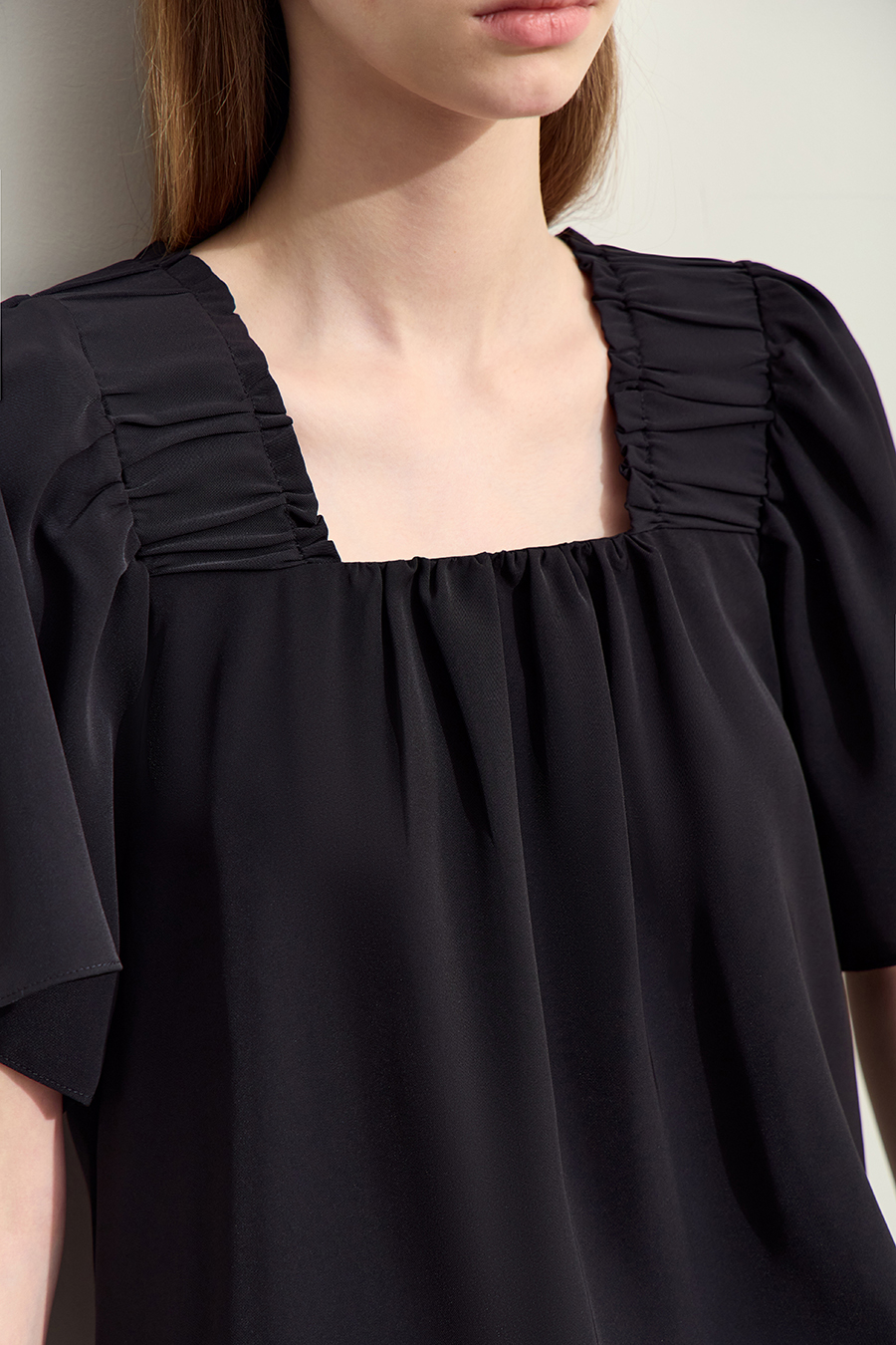 Loose Square Neck Chiffon Blouse