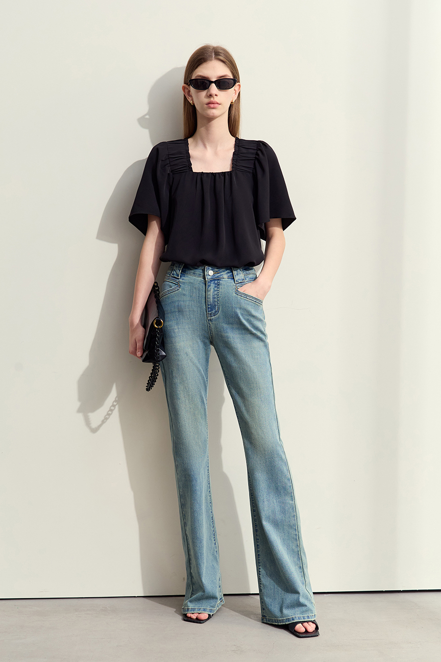 Loose Square Neck Chiffon Blouse