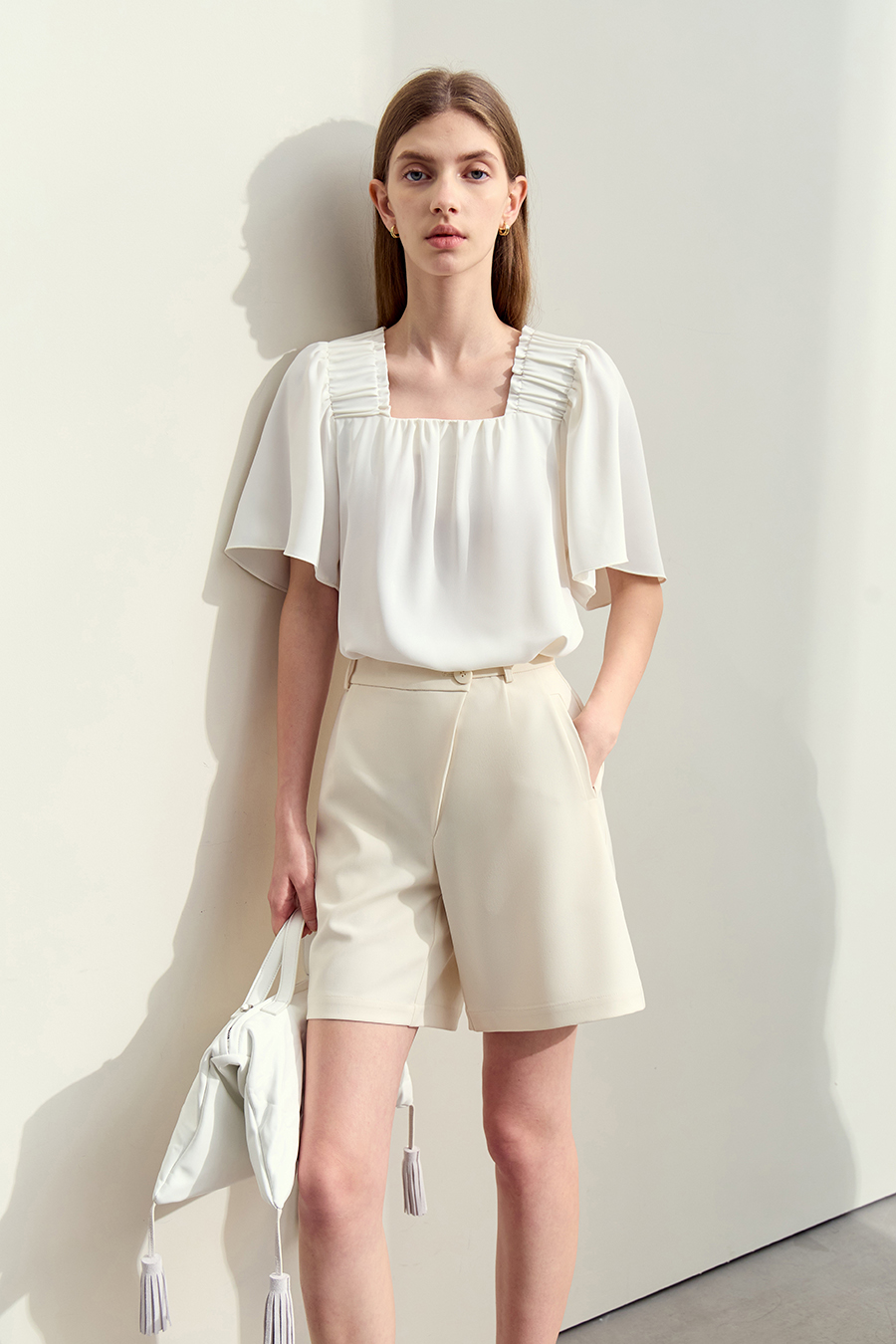 Loose Square Neck Chiffon Blouse