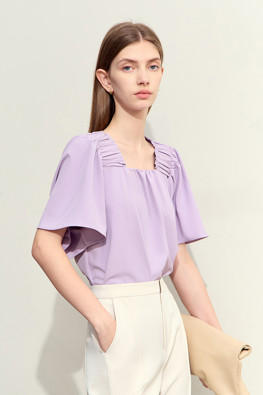 Loose Square Neck Chiffon Blouse