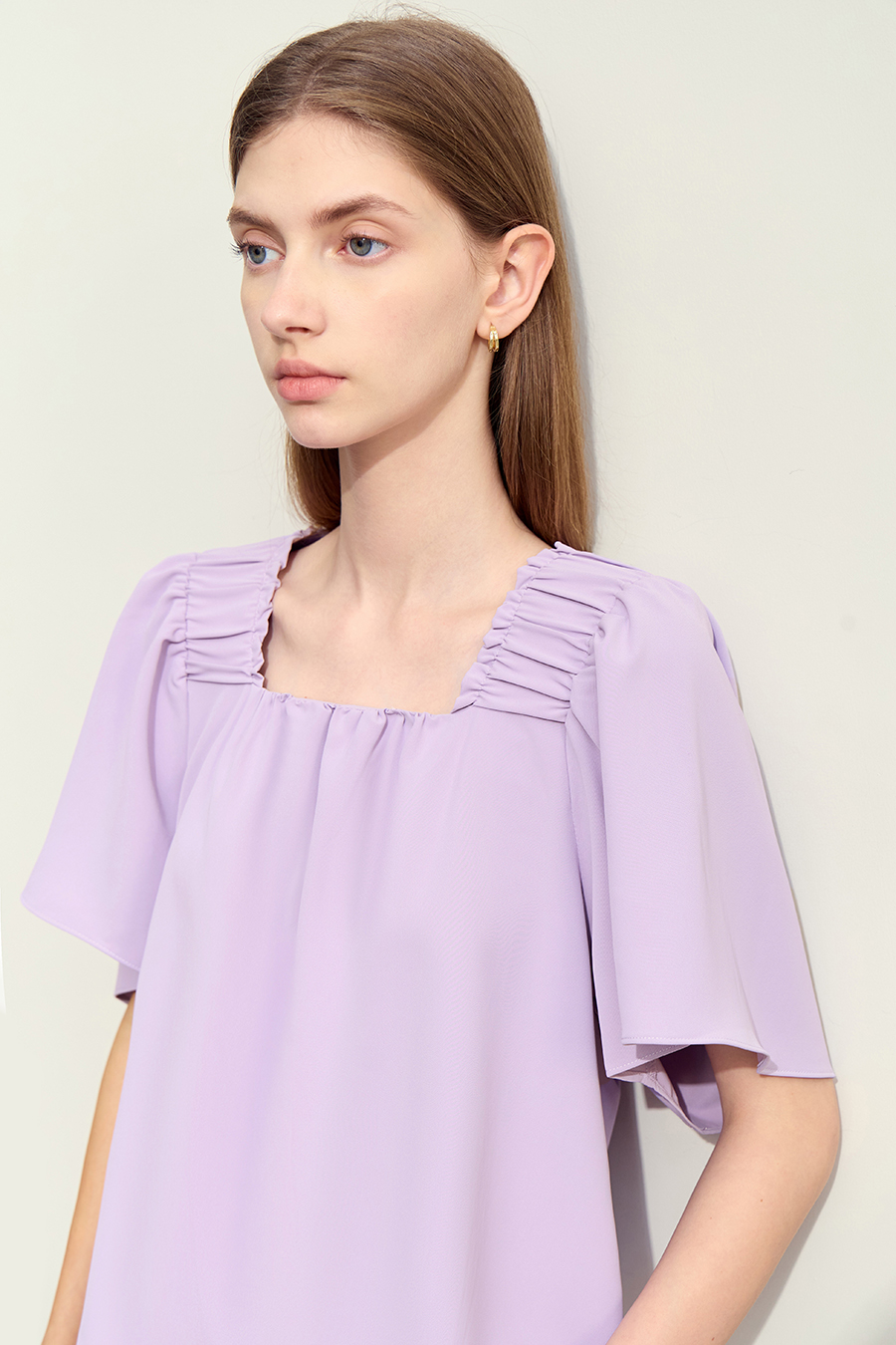 Loose Square Neck Chiffon Blouse