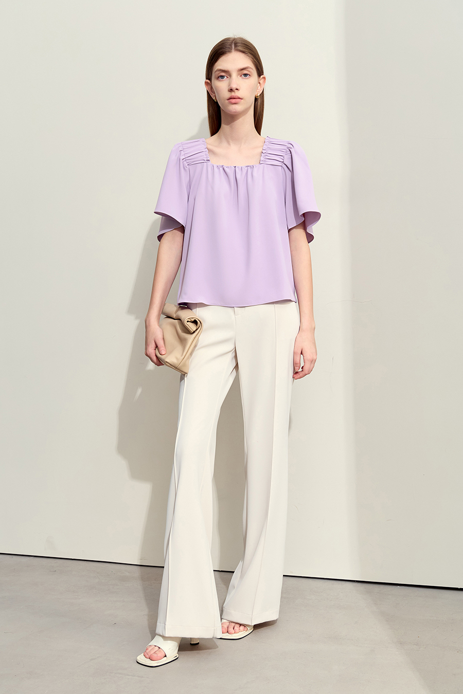 Loose Square Neck Chiffon Blouse