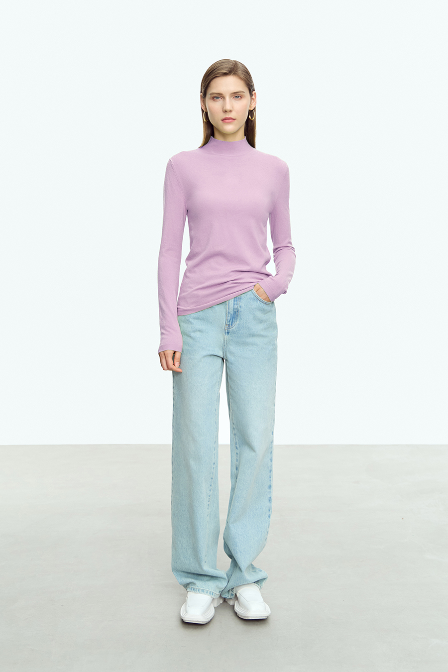 Mock Neck Slim Sweater|AMII-AMII.com