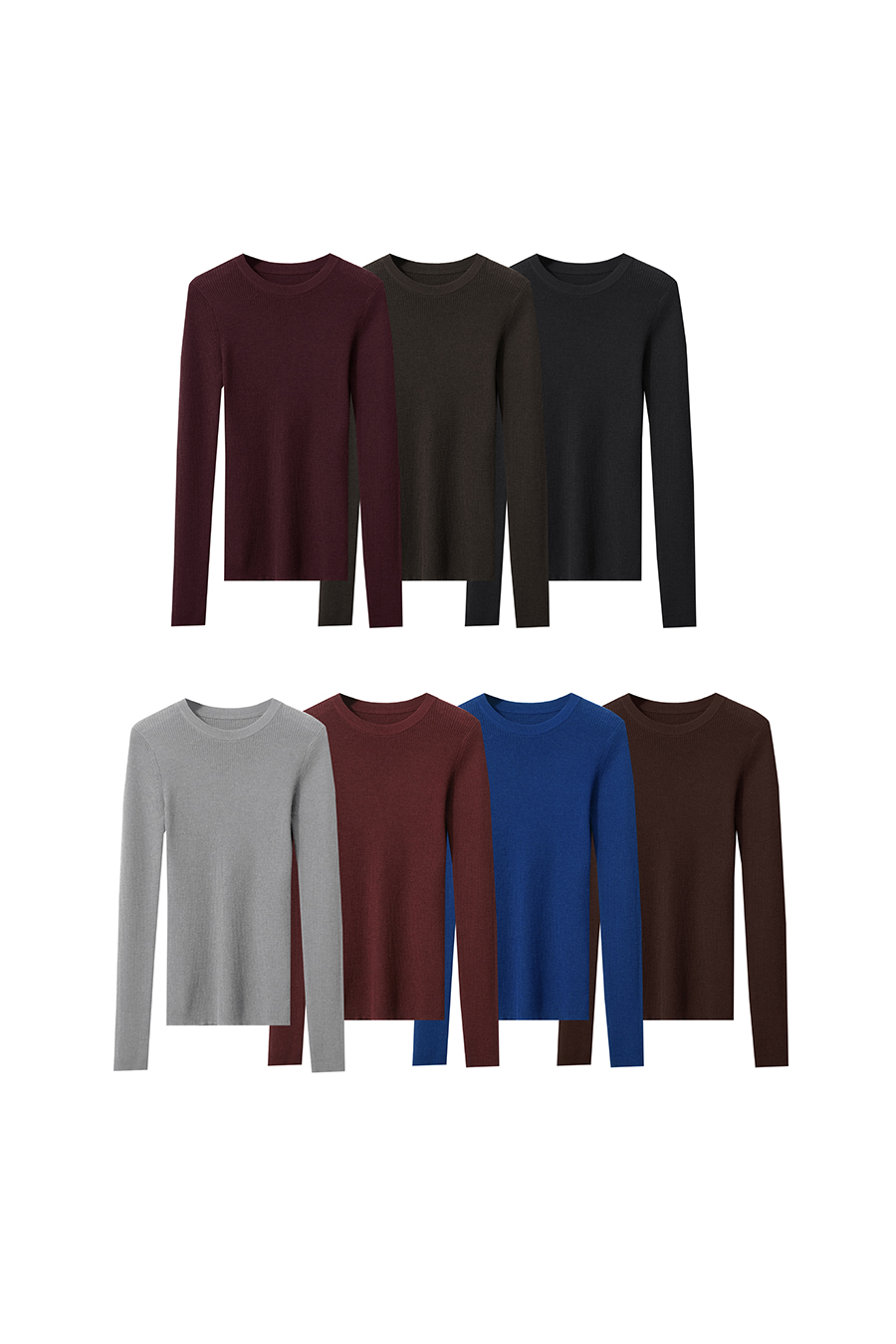 Slim Small Crew Neck Wool Sweater|AMII-AMII.com