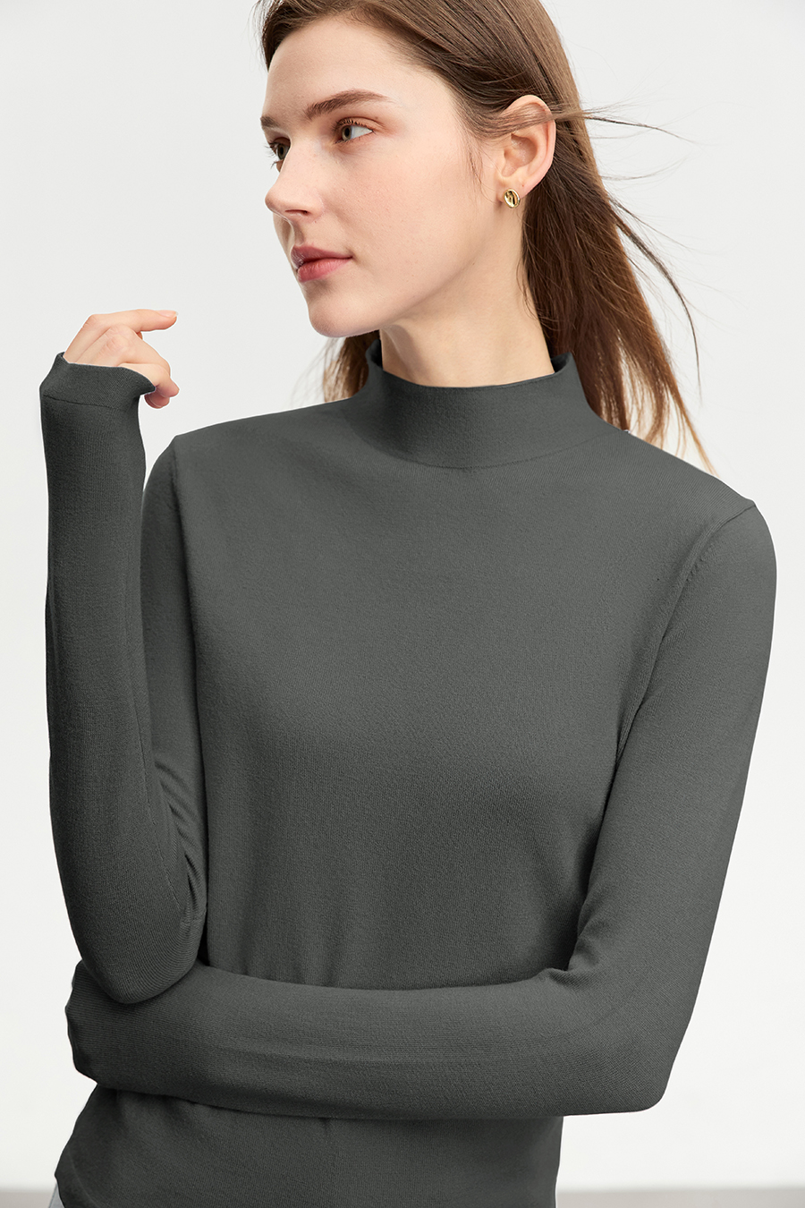 Mock Neck Slim Sweater|AMII-AMII.com