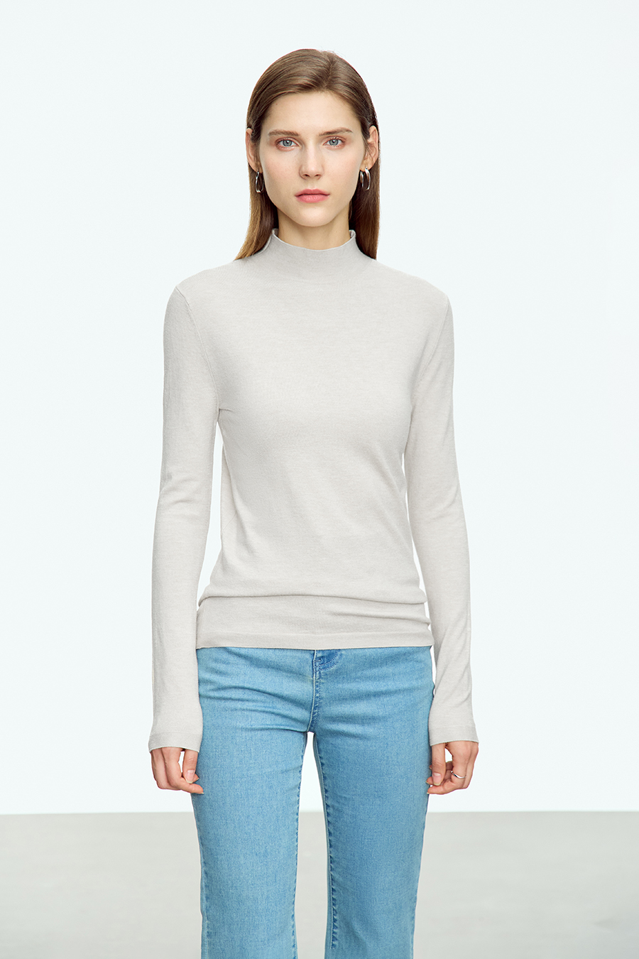 Mock Neck Slim Sweater|AMII-AMII.com