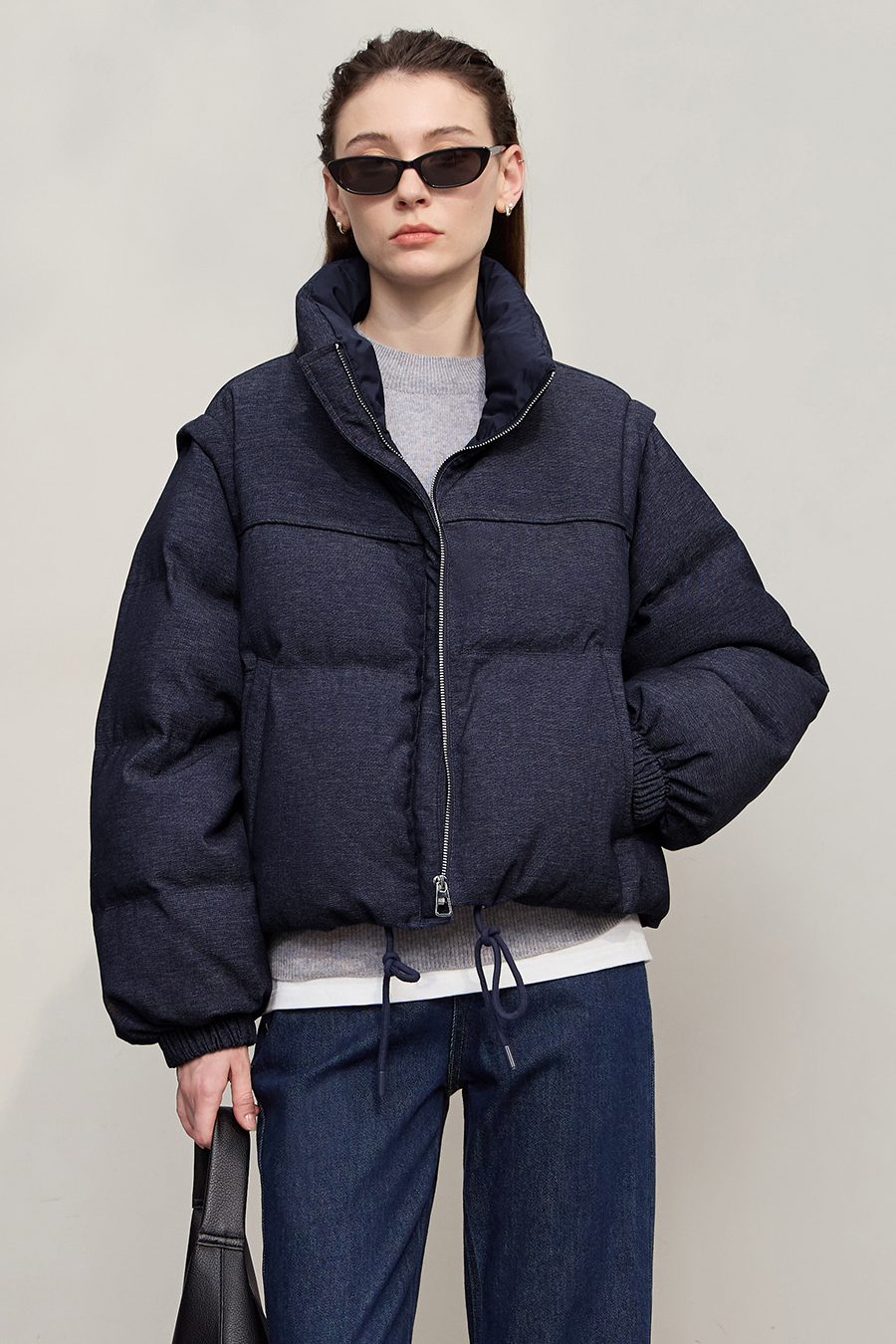 Detachable Sleeve Two - way Down Jacket|AMII-AMII.com