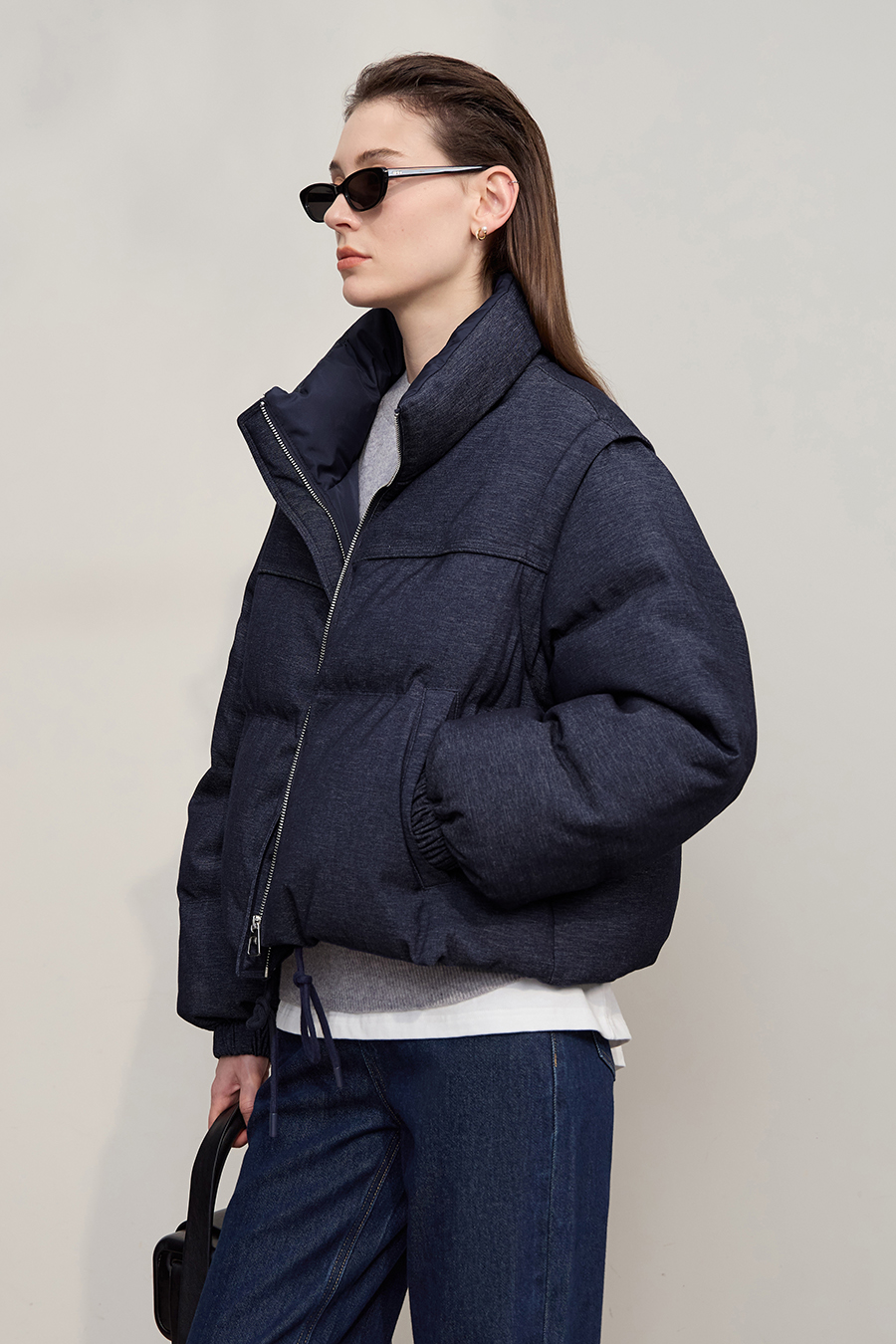 Detachable Sleeve Two - way Down Jacket|AMII-AMII.com