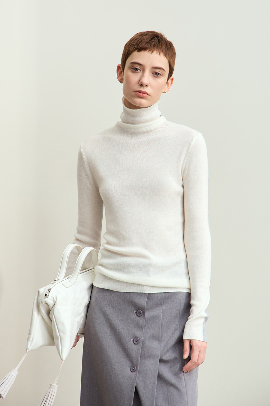 Color - block High Neck Slim Sweater|AMII-AMII.com