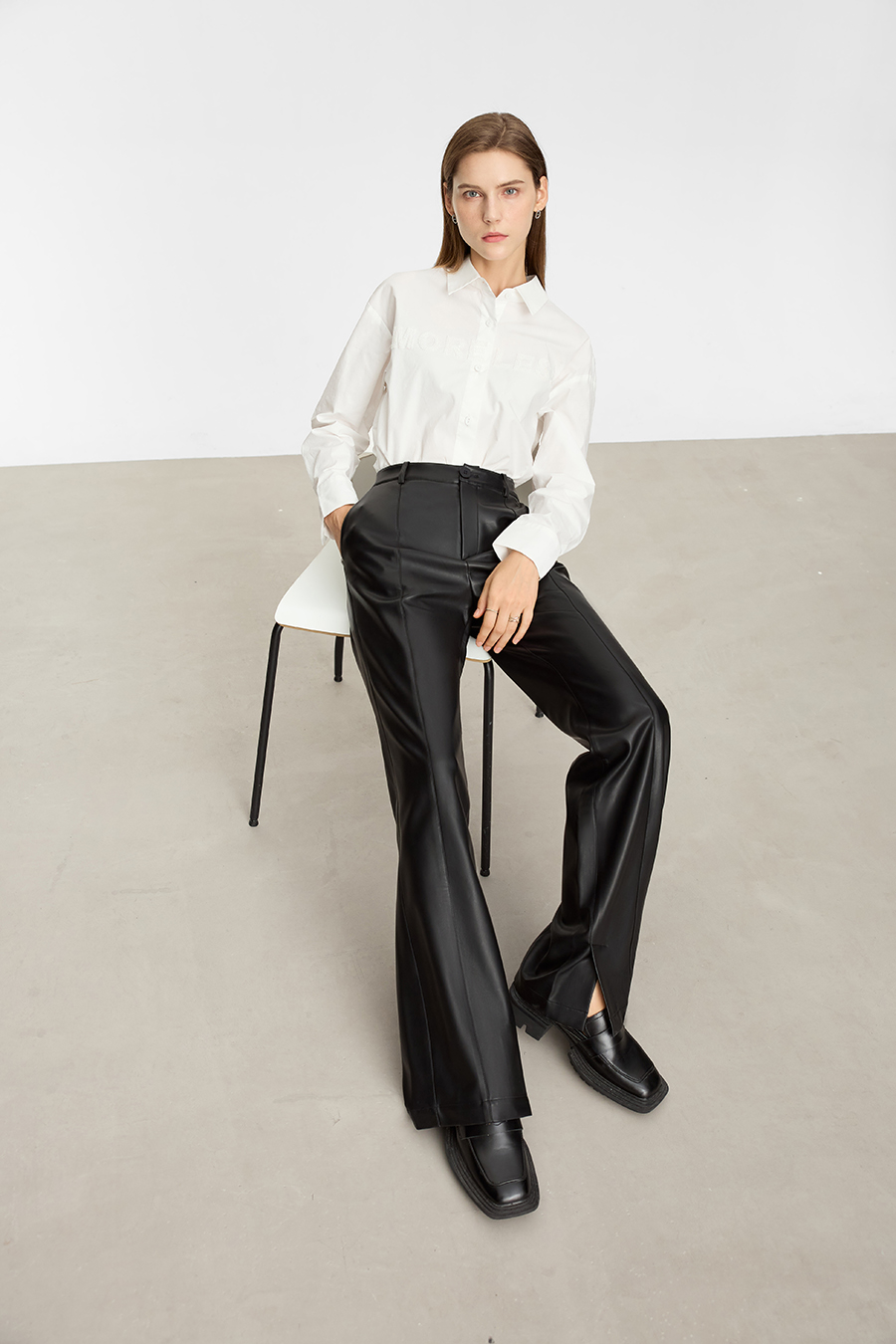 Eco - Leather Casual Long Pants|AMII-AMII.com