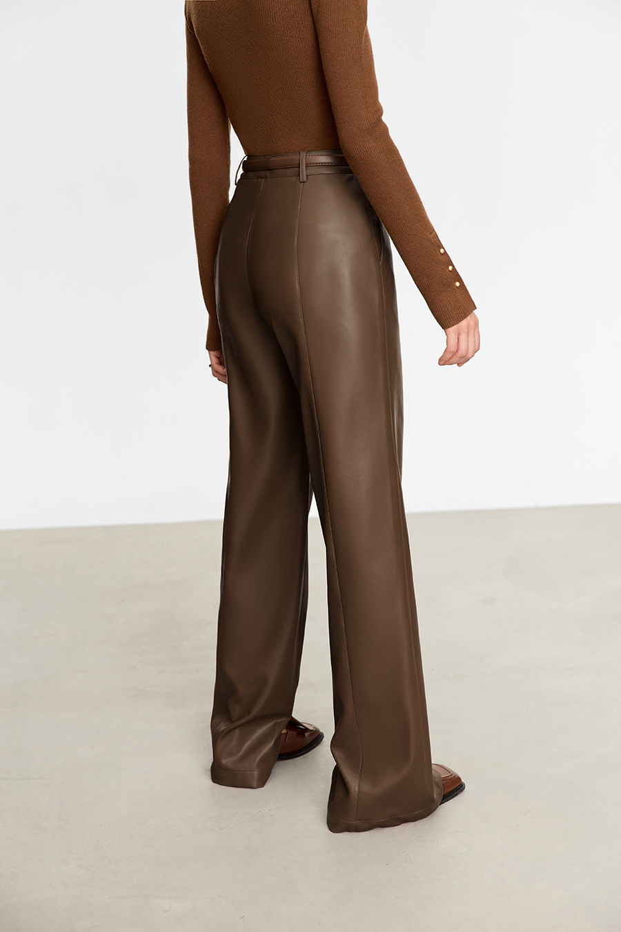 Eco - Leather Casual Long Pants|AMII-AMII.com