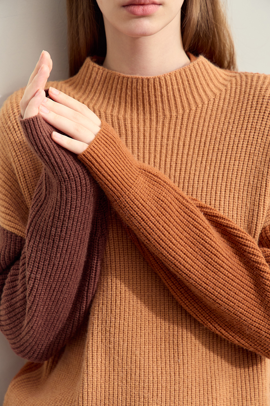 Drop Shoulder Color - block Sweater|AMII-AMII.com