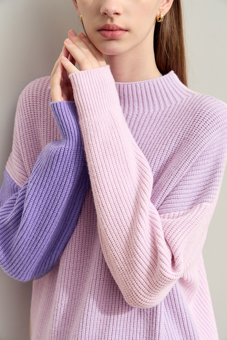 Drop Shoulder Color - block Sweater|AMII-AMII.com