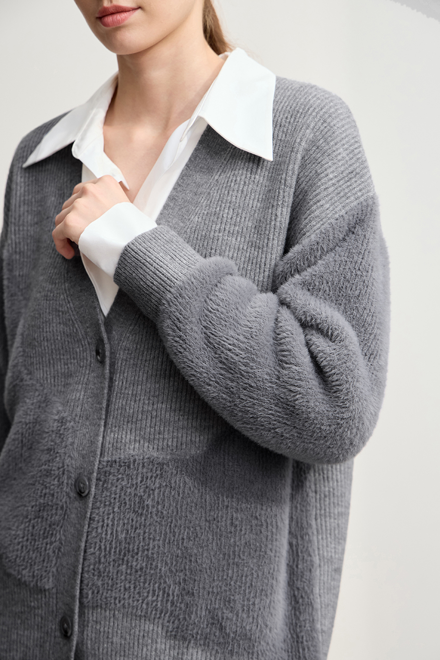 Drop Shoulder V - Neck Knitted Cardigan|AMII-AMII.com