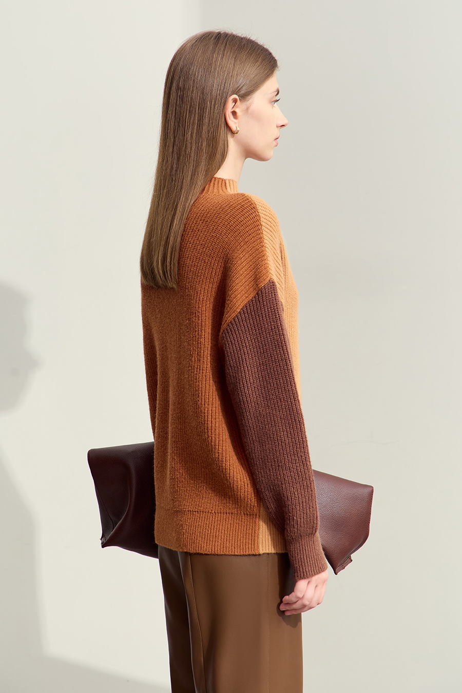 Drop Shoulder Color - block Sweater|AMII-AMII.com