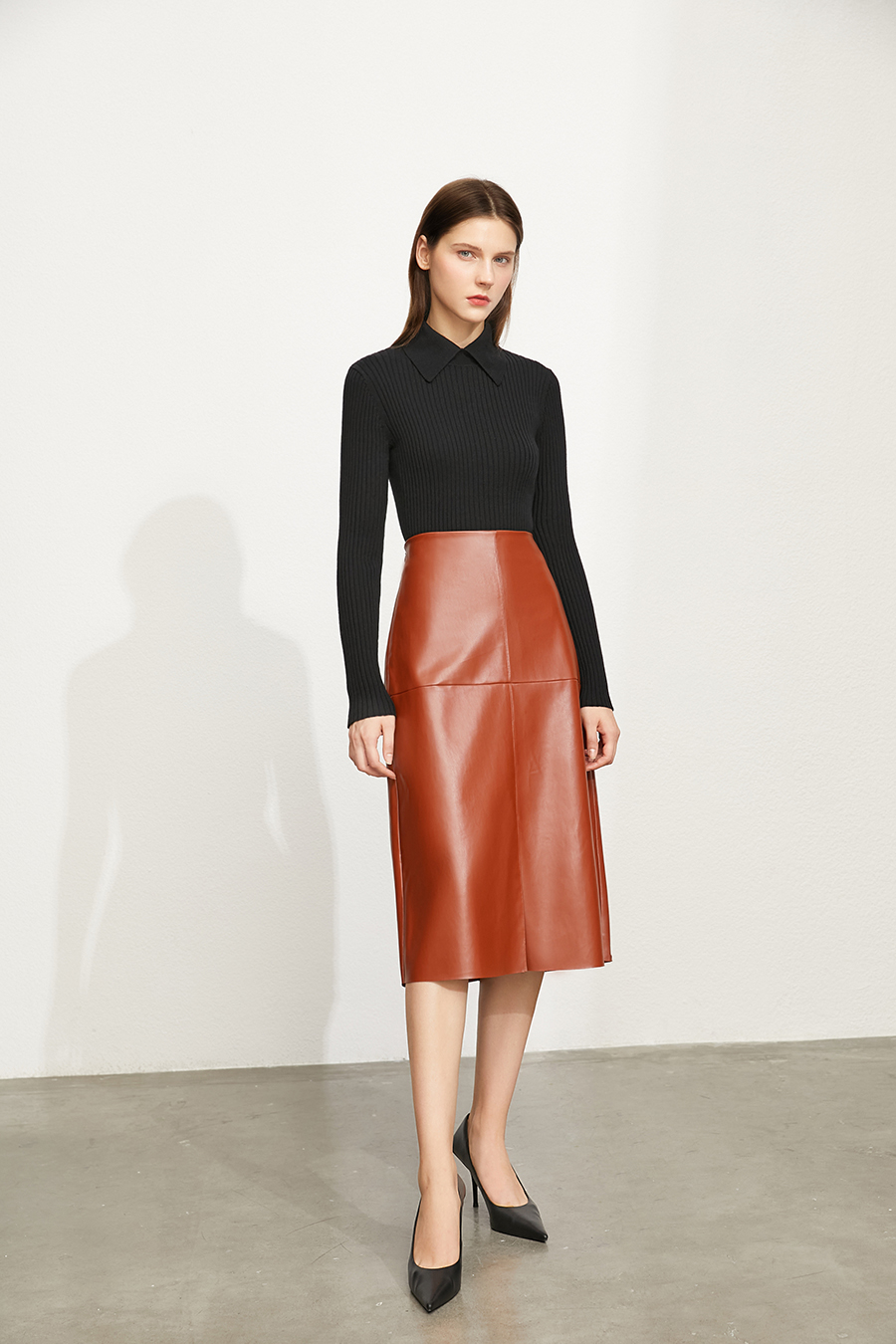 Lapel Ribbed Sweater|AMII-AMII.com