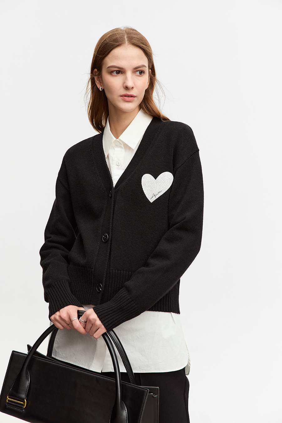 Embroidered V - Neck Knitted Cardigan|AMII-AMII.com