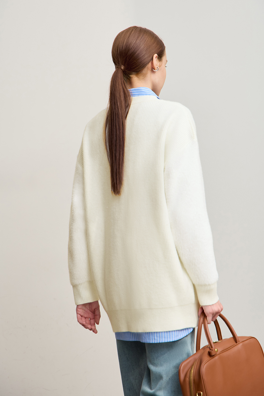 Drop Shoulder V - Neck Knitted Cardigan|AMII-AMII.com