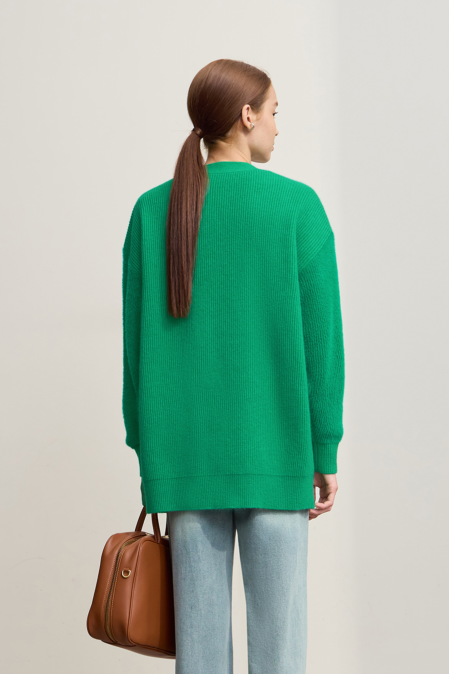 Drop Shoulder V - Neck Knitted Cardigan|AMII-AMII.com