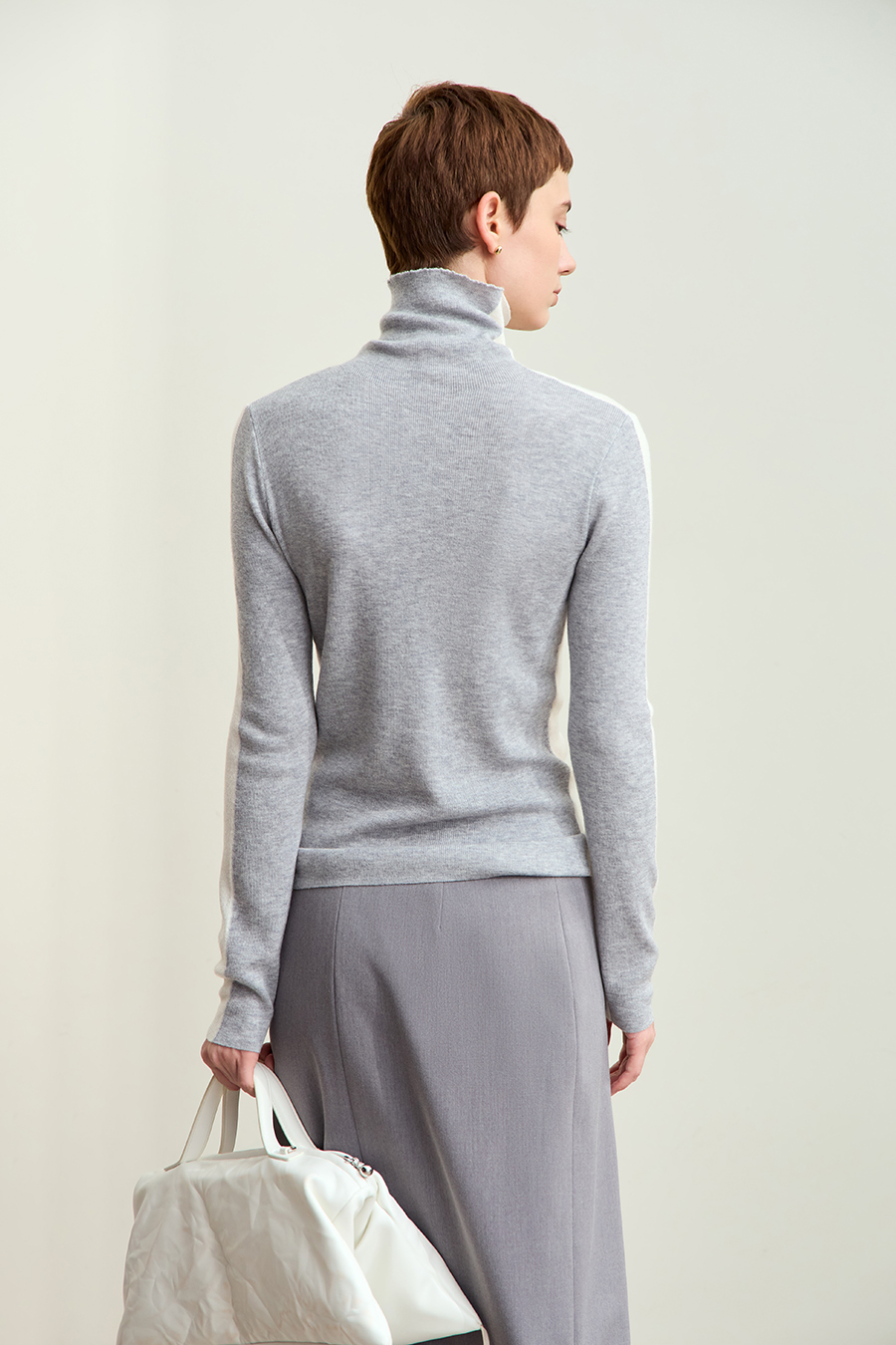 Color - block High Neck Slim Sweater|AMII-AMII.com