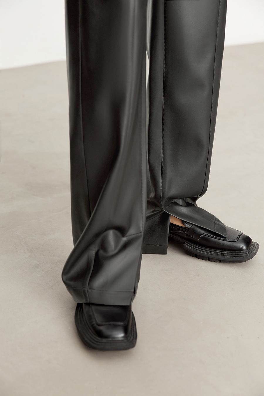 Eco - Leather Casual Long Pants|AMII-AMII.com