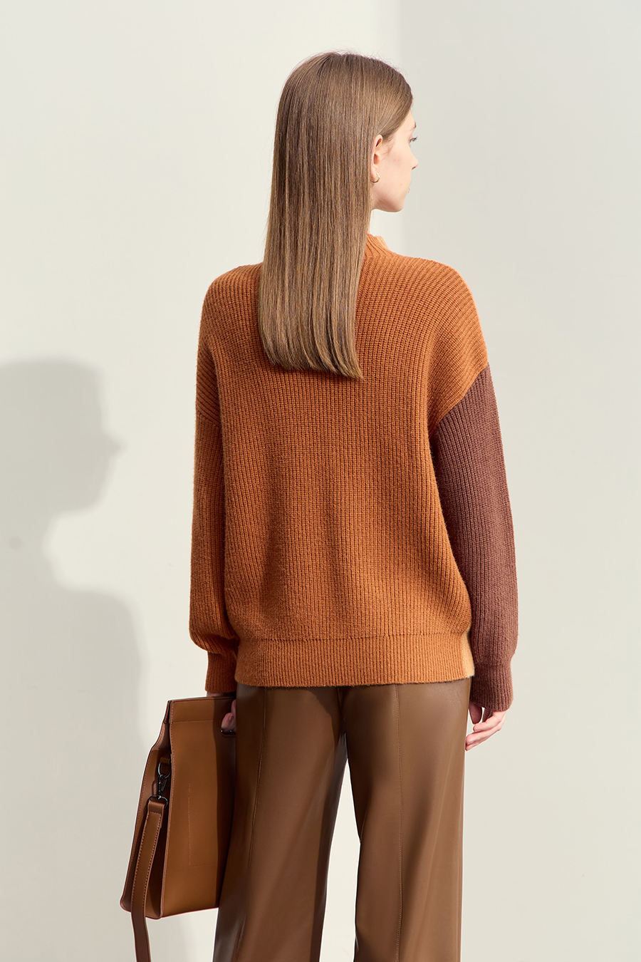 Drop Shoulder Color - block Sweater|AMII-AMII.com