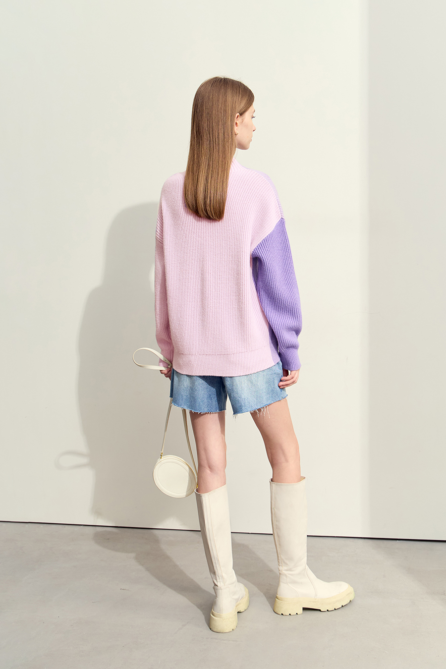 Drop Shoulder Color - block Sweater|AMII-AMII.com