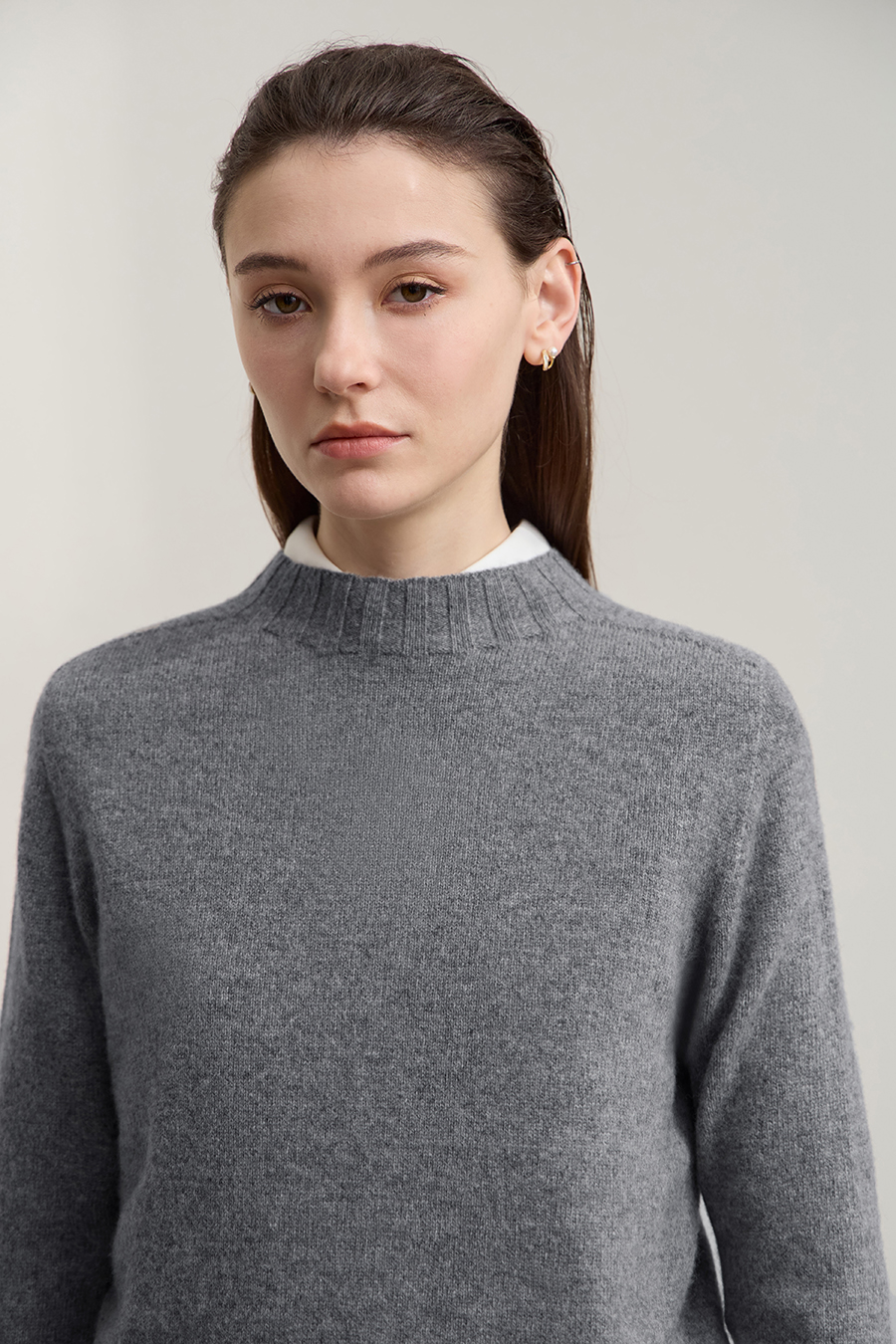 All - Wool Mock Neck Sweater|AMII-AMII.com