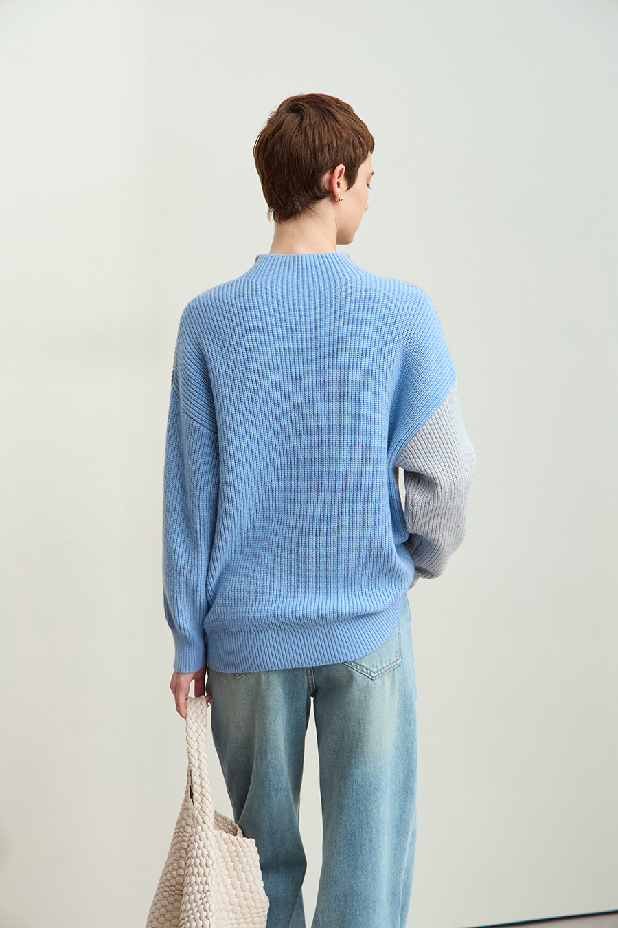 Drop Shoulder Color - block Sweater|AMII-AMII.com