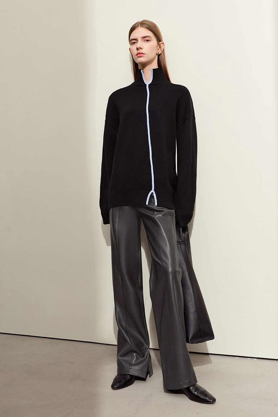 Eco - Leather Casual Long Pants|AMII-AMII.com